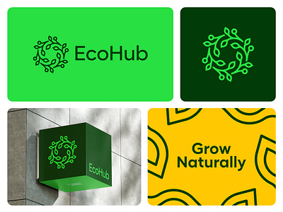 Ecohub logo design branding eco logo ecohub logo design leaf logo logo logo design minima modern nature plant