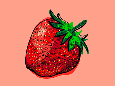 Strawberry Illustration branding design drawing food fruit fruits garden graphic design hand drawn healthy icon illustration juicy line art organic packaging print seeds sticker strawberry