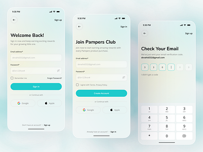 Login & Signup Page – Baby Rewards App app app design babyapp babycareapp babyrewardsapp forgot password ios login screen loginsignup mobile mobile app mobile ui parentingapp registration sign in sign up signuppage ui design uiux useronboarding