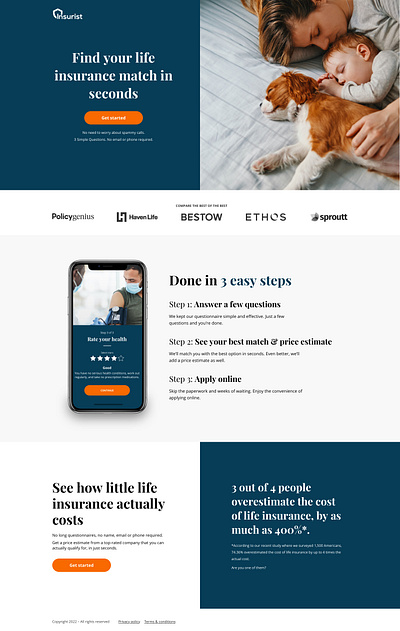Life insurance lander for fintech/financial website design desktop financial fintech graphic design website