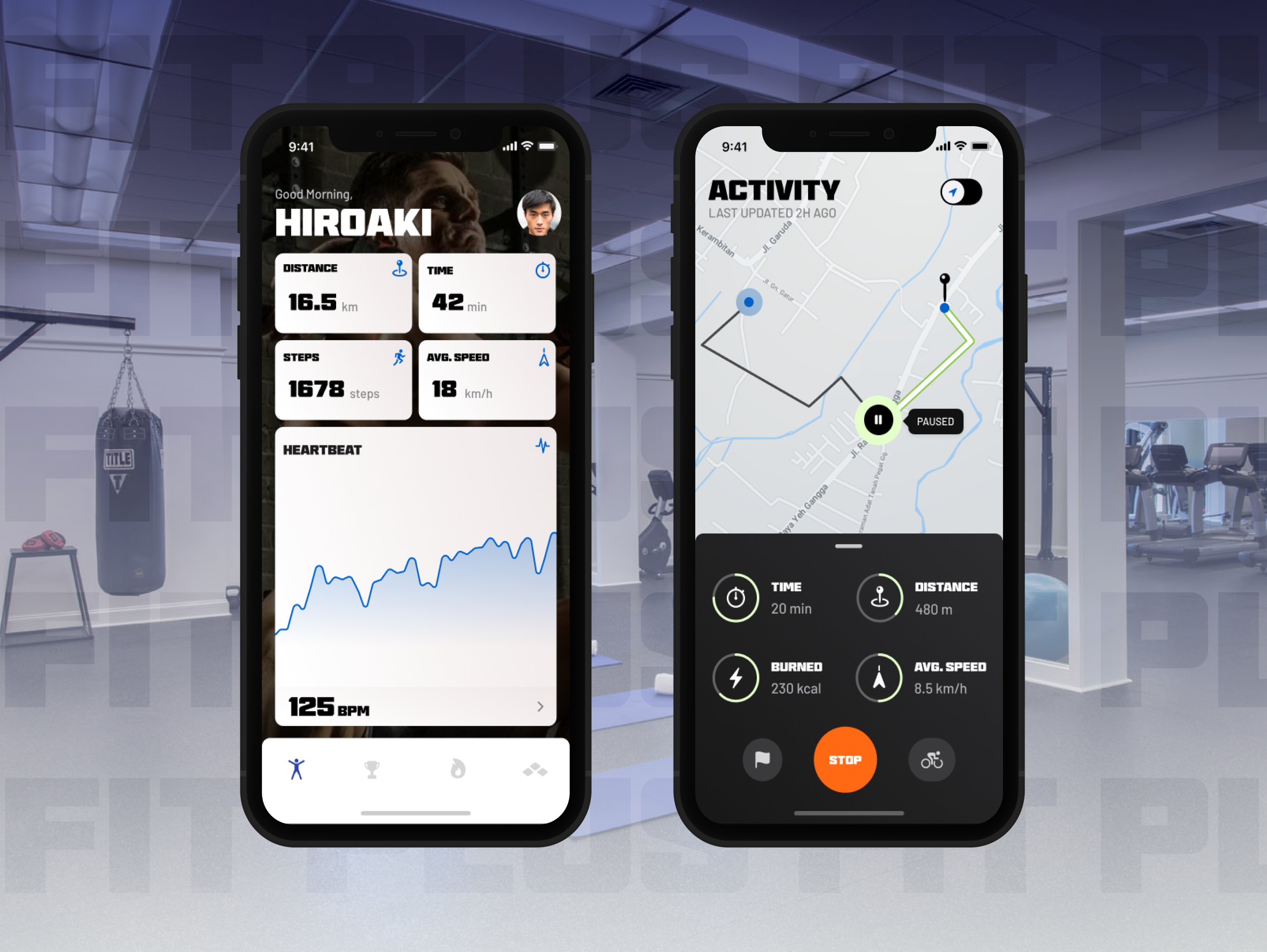 Fit-Plus activity app exercise experience fitness health interface jogging mobile