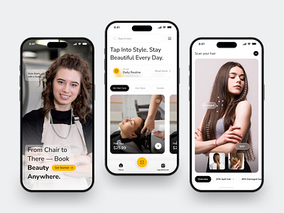Mobile Application for a Hair Salon ✦ Tressify application graphic design hair interface mobile app product salon service startup ui ux