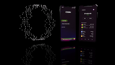 coin 3d animation app branding c4d cavalry cryptoapp dashboard design motion graphics typography ui