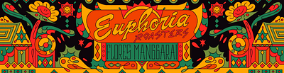 Euphoria Roaster - Flores Manggarai album branding cans coffee colorful culture death design flower graphic design illustration merch mushroom roaster sun traditional