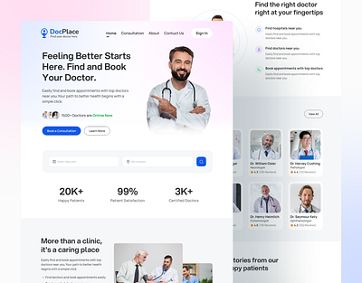 Doctor Appointment Website Landing Page doctor doctor appointment website doctor booking landing page doctor booking website doctor website doctor website design healthcare healthcare website design landing page medical landing page medical ui design medical website medical website design ui ui design uiux ux design