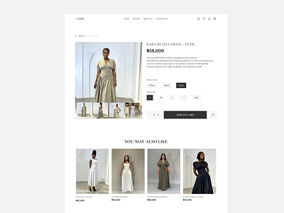 clothing brand ecommerce product page clothing brand ecommerce female clothing website product details page product page ui ui design ux design website