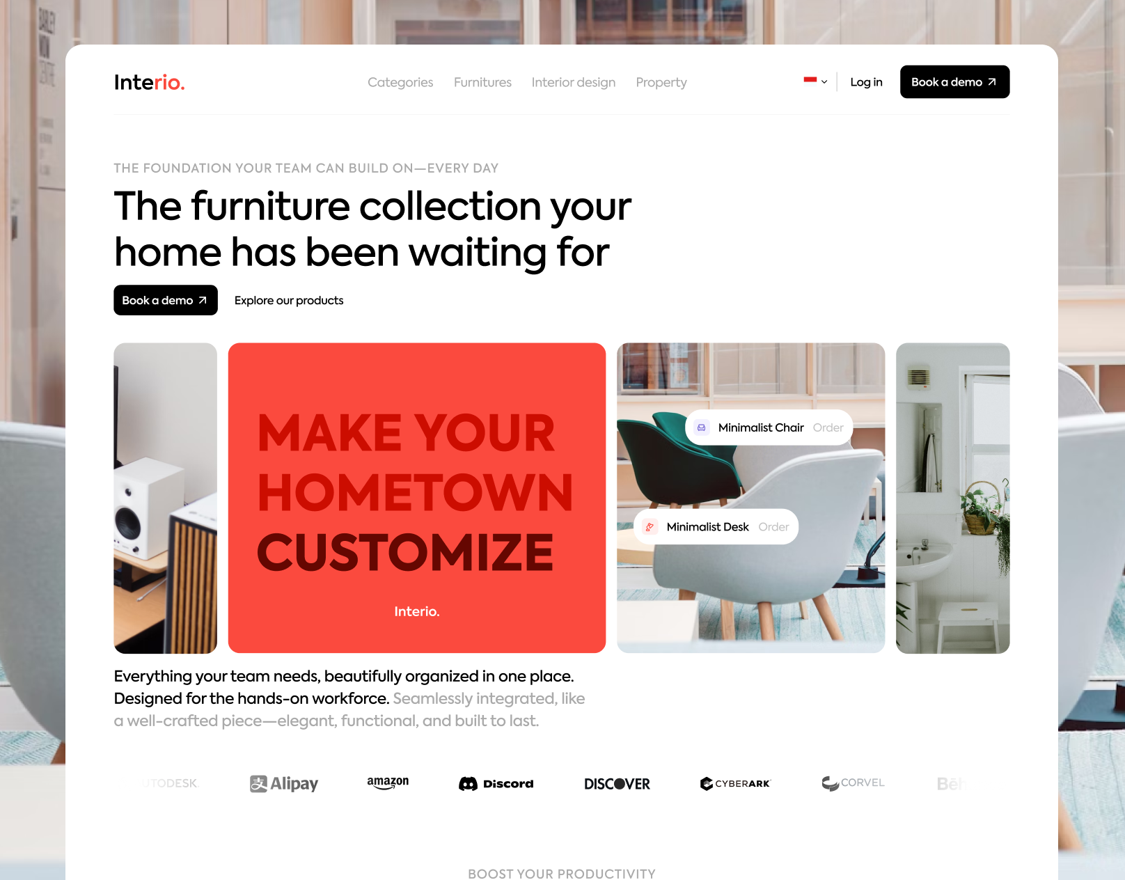 Interio - Furniture Responsive Website branding chair design desk family furniture graphic design illustration interior landingpage typography ui website