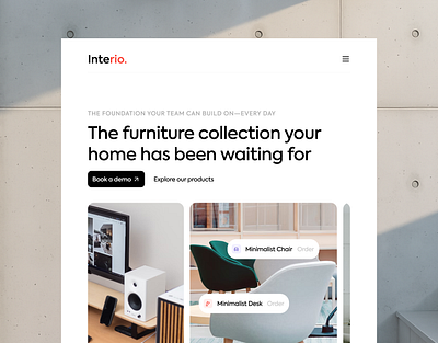 Interio - Furniture Responsive Website branding chair design desk family furniture graphic design illustration interior landingpage typography ui website