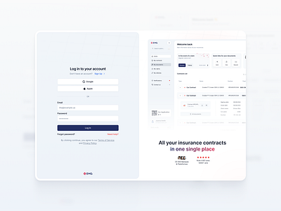 Log In | Sign Up | Onboarding Process for fintech contract contract page fintech flow form input insurance log in login onboarding process product design reg registration registration form registration screen sign up user user pain web illustrations