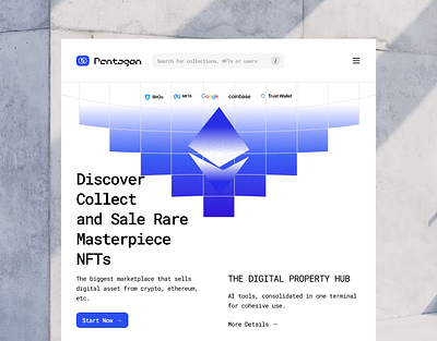 Pentagon - NFT Responsive Landing Page branding design illustration image landingpage masterpiece nft typography ui web3 website