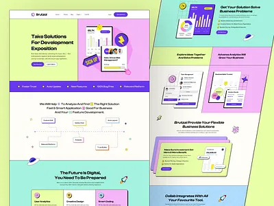 Brutzai - SAAS Landing Page design design inspiration figma design illustration landing page minimal design modern saas design no code website saas design saas template saas website tech startup design tech website templates template design uiux for saas ux ui design web design webflow webflow template website concept