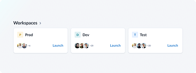 Workspaces avatars cards light shadows tiles ui workspaces