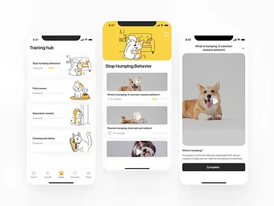 Pet care mobile application animation app design ios mob mobile pet product ui ux