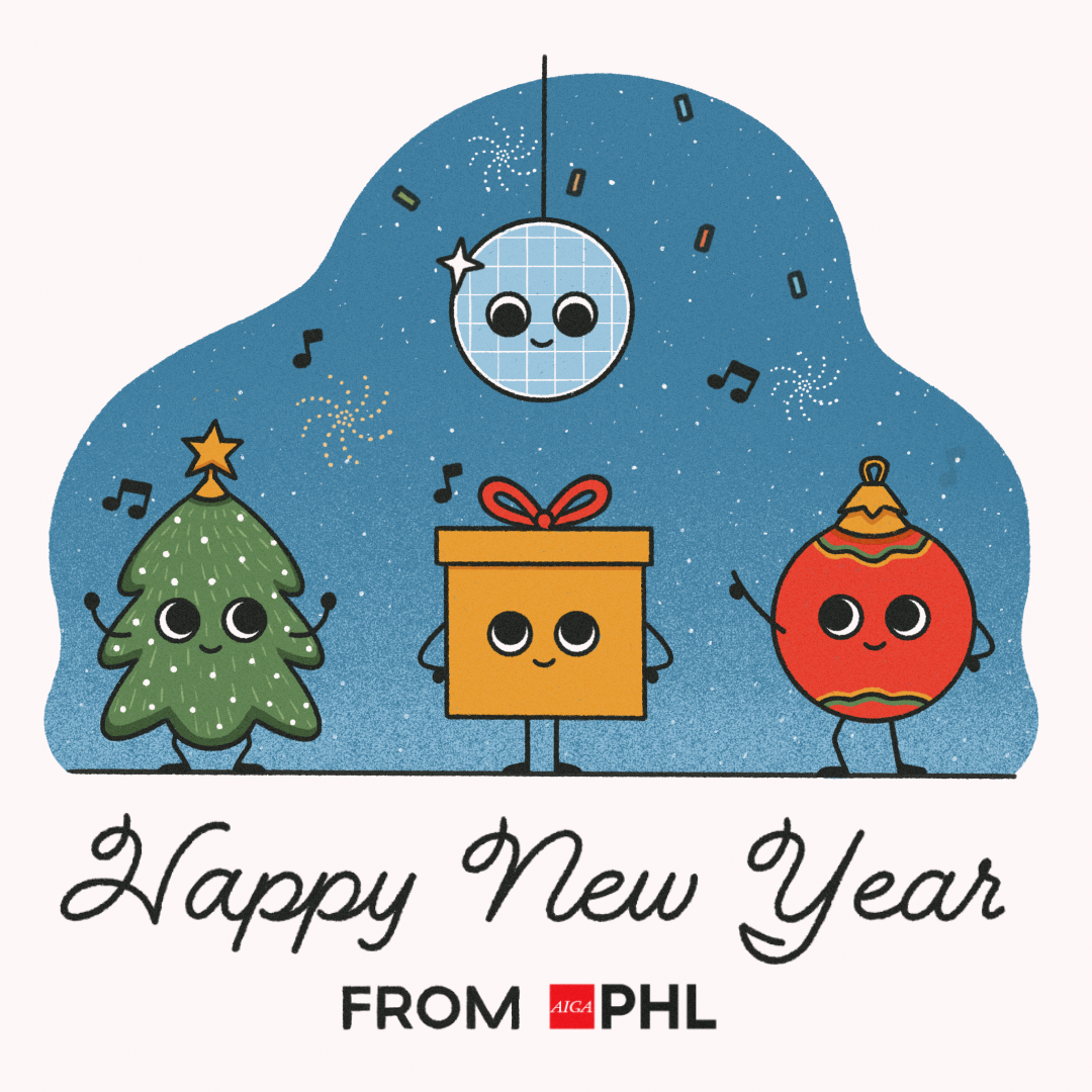 AIGA Philadelphia - New Years 2023 aiga animation christmas design graphic design illustration motion graphics new years new years eve phl social