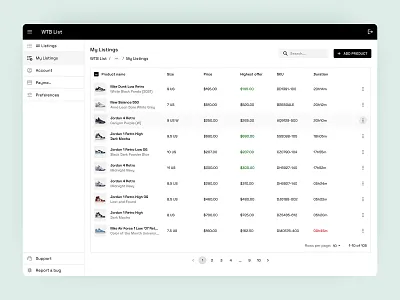 WTB Web & Mobile Sneakers Marketplace app design design system flat mobile ui web web design website