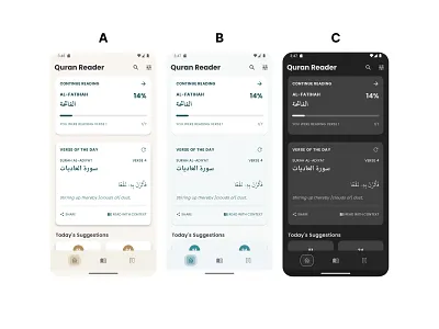Quran Reader App Light Theme and Monochrome Theme app design figma ui user experience ux wireframe