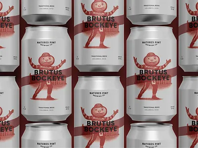 Brutus Bockeye Beer Can Design — Amber Lager from Columbus, OH beer beer can brand design brand identity brand identity design branding can craft beer design dielines football heart hops illustration logo design logo designer ohio ohio state packaging packaging design
