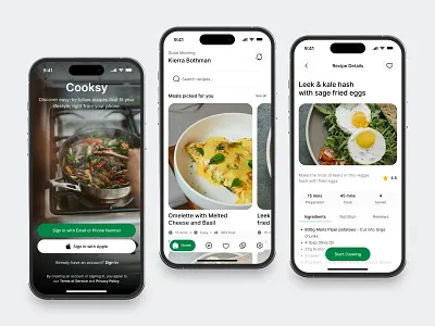 Cooking Mobile App app book clean cook delicious design fireart login meal prep recipe ui ux