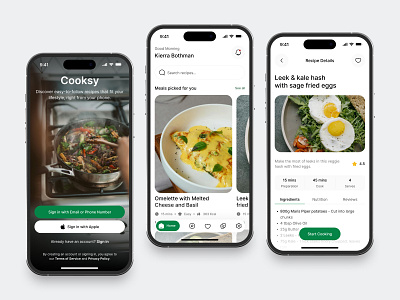 Cooking Mobile App app book clean cook delicious design fireart login meal prep recipe ui ux