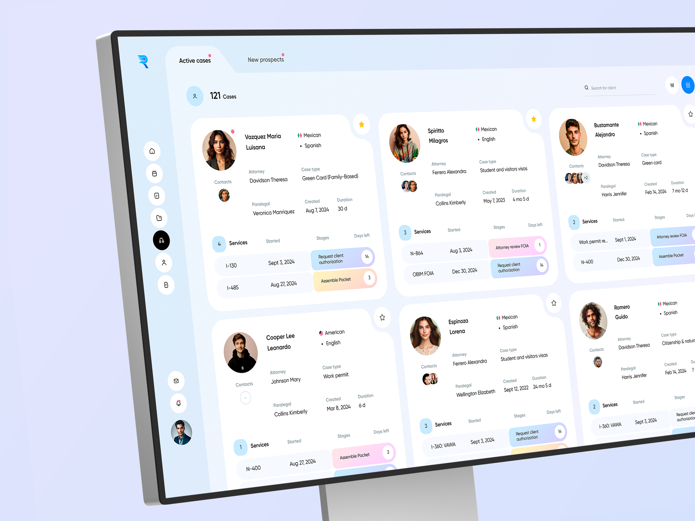 Saas Product Design for U.S. Immigration Lawyers admin dashboard ai dashboard ai saas product client dashboard crm design crm home page dashboard design immigration lawyers interface design lawyers dashboard management dashboard product design saas saas product design saas website startup design ux saas design ux ui app design web app design website