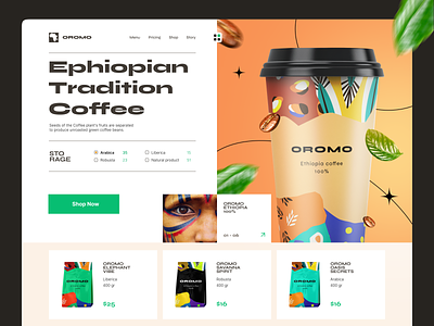 OROMO — Coffee Brand Hero Page branding coffee design ecomerce landing trend ui uiux ux web