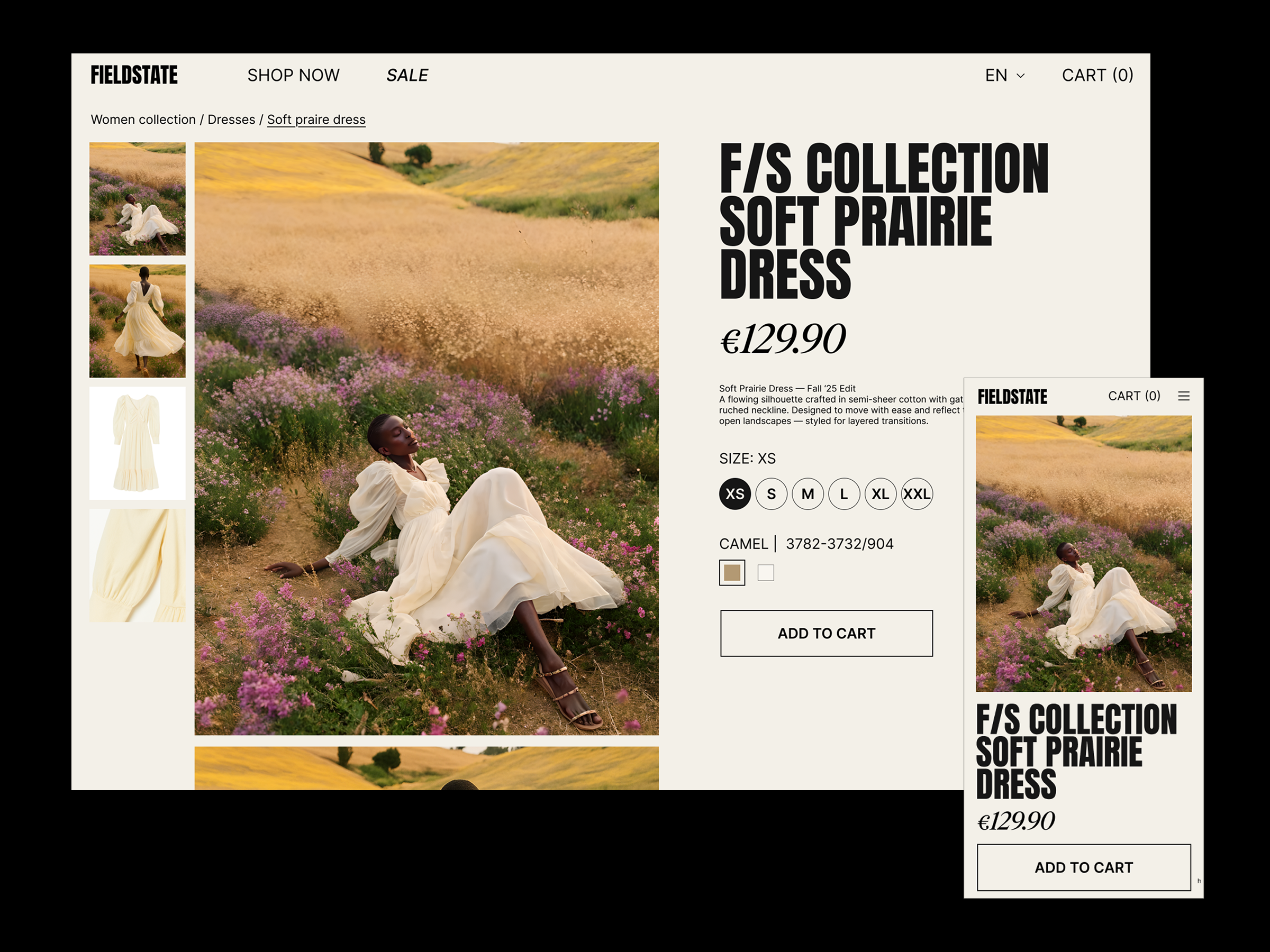 Product Page Design for FIELDSTATE fashion brand \ Ecommerce UI bold clothes collection ecommerce editorial editorialdesign fashion freelancer minimal ui onlineshop product design product page responsive trending typography ui uiux web design