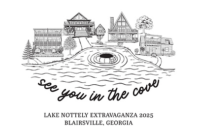 The Cove Illustration adobe fresco adobe illustrator digital art homes house house drawing illustration lake cove lake drawing line art neighbors simple illustration