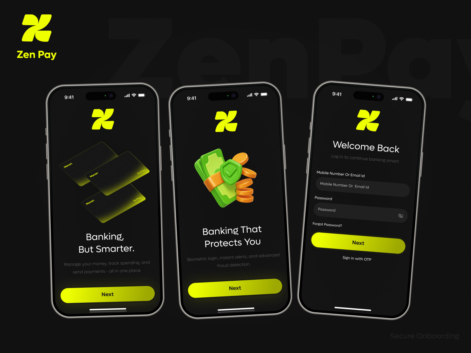 ZenPay - Finance Mobile App bmvsi finance ui fintech app mobile banking mobile design money transfe payment app secure payment smart banking ui upi payments