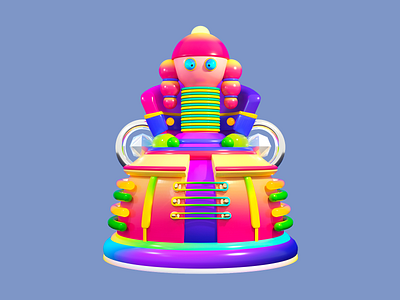 Art - Rainbow Synth Pop Machine candy palette character concept chrome accents colorful throne digital sculpture fantasy object fun object futuristic toy glossy texture illustration modern surrealism neon colors playful design pop style rainbow machinery retro future synthetic joy tech fantasy toy robot vibrant plastic