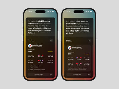 Voice-powered flight recommendations ai airfare app iphone itinerary mobile prompt travel ui voice