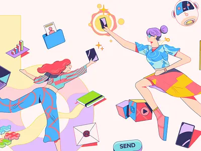 Oneblis Illustration set alegria art brand design brand identity branding character design cheerful colorful corporate memphis design graphic design illustration illustrator logo vectors