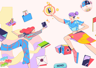 Oneblis Illustration set alegria art brand design brand identity branding character design cheerful colorful corporate memphis design graphic design illustration illustrator logo vectors
