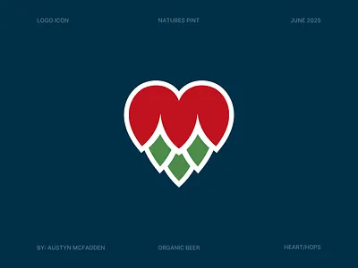 Nature’s Pint – Heart & Hops Logo Icon for Amber Lager beer beer brand brand design brand identity brand identity design branding brewery craft beer design heart hops illustration logo logo design logo designer nature organic wheat