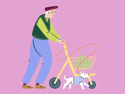 Favorite Dog Walker design dog dog walker grandpa hand drawn illustration illustrator old older person people procreate walking