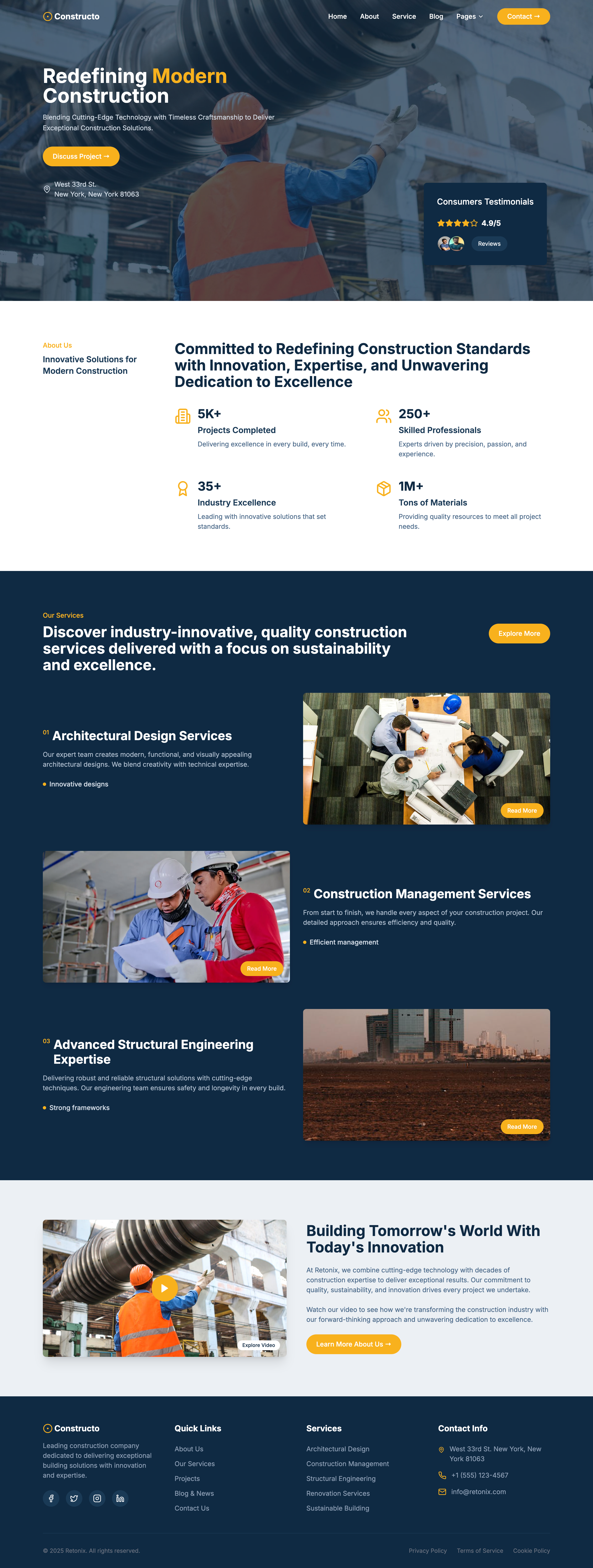 Construction Website branding business website company website construction construction website design development landing page ui uiux ux web web design web development website