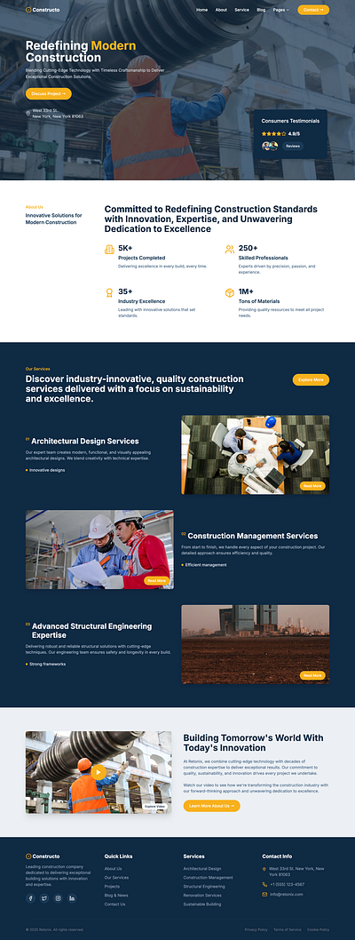 Construction Website branding business website company website construction construction website design development landing page ui uiux ux web web design web development website