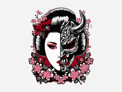 ILLUSTRATION - GEISHA animal animals app branding china chinese demon design devil gaming geisha illustration logo mask sakura ui woman women