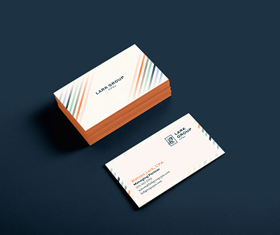 Lark Group CPAs Business Card Design bird brand design business card lark navy orange stripes