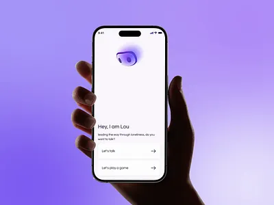 Hey, I am Lou 3d animation app clean design form interaction loneliness motion motion graphics onboarding splineapp ui ux