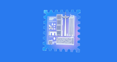 Post stamp 3d architecture branding buildings doodles geometric illustration spline stamp vector