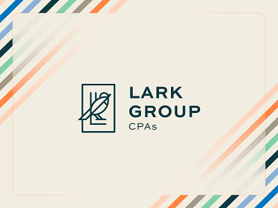 Lark Group CPAS Logo bird blue branding color cpa cpas icon lark line logo logo orange stripes