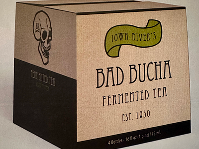 Iowa River's Bad Bucha branding design graphic design illustration logo mockup packaging vector