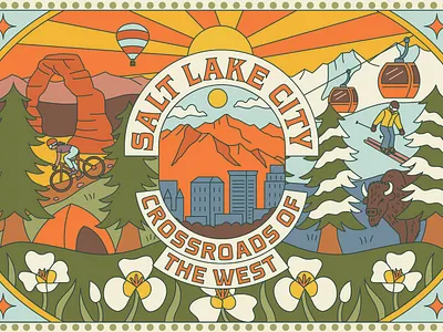 Salt Lake City Airport Chocolate Box packaging illustration arches bike branding buffalo hike illustration landscape mountains national park nature outdoors salt lake city ski slc summer utah wild flower