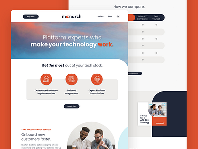 Monarch - Home Page bold branding clean design finance financial fintech graphic design home page modern navy orange tech ui ux web design website website design