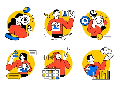 G2 Illustration system & library branding cartoon character design components drag and drop expressions figures flat furniture gestures guidelines illustration library marketing people poses scenes systems vignettes