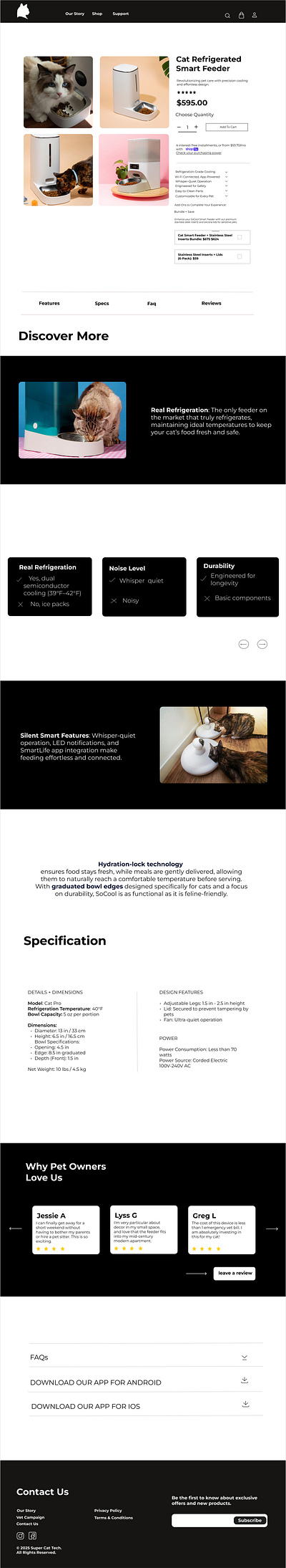 Smart Cat Feeder - E Commerce branding design figma graphic design illustration landing page ui ux web design