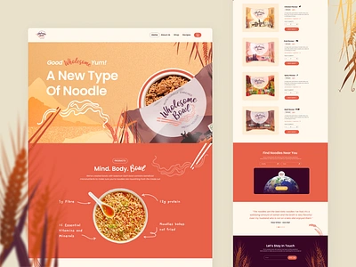 Wholesome Bowl Noodle bowl branding illustration landin page logo logotype noodle packaging design website