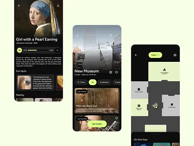 Cura Mobile App app art audio bold dark design directions event exhibition guide interface layout map mobile modern museum play ui ux