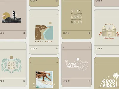 Santa Barbara Instagram Designs beach branding collage collage design content creation design graphic design illustration illustrator instagram instagram feed logo marketing minimalistic photo collage social media social media design surf typography ui