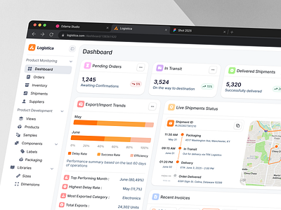 Logistica - Shipping Dashboard cargo cargo dashboard dashboard dashboard design dashboard ui freight freight dashboard goods logistic dashboard logistics product design shipment shipping shipping dashboard ui ui design uiux uiux design ux